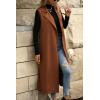 image:imageCHARTOU Womens Sleeveless Trench Coat Notch Lapel DoubleBreasted Long Overcoat VestBrown