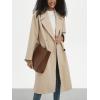 image:imageCHARTOU Womens Winter Double Breasted Tweed Pea Coat Trench Oversized Notch Lapel Long Jacket Overcoat WarmKhaki