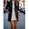 image:imageCHARTOU Womens Winter Mid Long Tweed Trench Coat Slim Cinched Waist Peacoat Notched Lapel Overcoat FallBlack