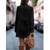 image:imageCHARTOU Womens Winter Mid Long Tweed Trench Coat Slim Cinched Waist Peacoat Notched Lapel Overcoat FallBlack