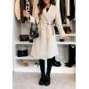 image:imageCHARTOU Womens Winter Wool Long Pea Coat Notch Lapel Double Breasted Classy Tweed Overcoat with BeltApricot