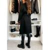 image:imageCHARTOU Womens Winter Wool Long Pea Coat Notch Lapel Double Breasted Classy Tweed Overcoat with BeltBlack