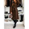image:imageCHARTOU Womens Winter Wool Long Pea Coat Notch Lapel Double Breasted Classy Tweed Overcoat with BeltCoffee