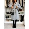 image:imageCHARTOU Womens Winter Wool Long Pea Coat Notch Lapel Double Breasted Classy Tweed Overcoat with BeltGrey