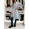 image:imageCHARTOU Womens Winter Wool Long Pea Coat Notch Lapel Double Breasted Classy Tweed Overcoat with BeltGrey