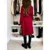 image:imageCHARTOU Womens Winter Wool Long Pea Coat Notch Lapel Double Breasted Classy Tweed Overcoat with BeltRed