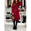 image:imageCHARTOU Womens Winter Wool Long Pea Coat Notch Lapel Double Breasted Classy Tweed Overcoat with BeltRed