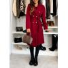 image:imageCHARTOU Womens Winter Wool Long Pea Coat Notch Lapel Double Breasted Classy Tweed Overcoat with BeltRed