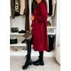 image:imageCHARTOU Womens Winter Wool Long Pea Coat Notch Lapel Double Breasted Classy Tweed Overcoat with BeltRed