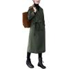 image:imageCHARTOU Womens Wool Blend Trench Coat Notched Lapel Double Breasted Wrap Overcoat with BeltArmy Green