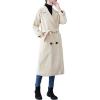 image:imageCHARTOU Womens Wool Blend Trench Coat Notched Lapel Double Breasted Wrap Overcoat with BeltBeige