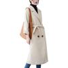 image:imageCHARTOU Womens Wool Blend Trench Coat Notched Lapel Double Breasted Wrap Overcoat with BeltBeige