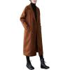 image:imageCHARTOU Womens Wool Blend Trench Coat Notched Lapel Double Breasted Wrap Overcoat with BeltBurgundy