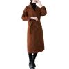 image:imageCHARTOU Womens Wool Blend Trench Coat Notched Lapel Double Breasted Wrap Overcoat with BeltBurgundy