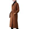 image:imageCHARTOU Womens Wool Blend Trench Coat Notched Lapel Double Breasted Wrap Overcoat with BeltBurgundy