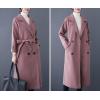 image:imageCHARTOU Womens Wool Blend Trench Coat Notched Lapel Double Breasted Wrap Overcoat with BeltCaramel