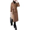 image:imageCHARTOU Womens Wool Blend Trench Coat Notched Lapel Double Breasted Wrap Overcoat with BeltDusty Pink