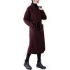 image:imageCHARTOU Womens Wool Blend Trench Coat Notched Lapel Double Breasted Wrap Overcoat with BeltNavy