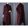 image:imageCHARTOU Womens Wool Blend Trench Coat Notched Lapel Double Breasted Wrap Overcoat with BeltNavy