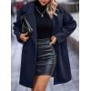 image:imageFuzzy Sherpa Fleece Jacket Women Winter Coat Lapel Warm Trench Coat Teddy Button Down Sherpa CoatNavy