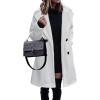 image:imageFuzzy Sherpa Fleece Jacket Women Winter Coat Lapel Warm Trench Coat Teddy Button Down Sherpa CoatWhite