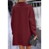 image:imageFuzzy Sherpa Fleece Jacket Women Winter Coat Lapel Warm Trench Coat Teddy Button Down Sherpa CoatWine Red