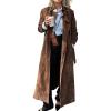 image:imageCHARTOU Faux Suede Long Trench Coat Women Winter Notch Lapel Double Breast Peacoat Jacket Overcoat with BeltBrown