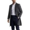 image:imageCHARTOU Men Casual Trench Coat Quilted Notched Collar Plaid Pea Coat Warm OvercoatGrey