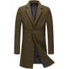image:imageCHARTOU Mens Thicken 1 Button Quilted Peacoat Windproof Wool Coat OvercoatBrown