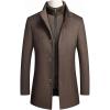 image:imageCHARTOU Mens Thicken Stand Collar Button Up Quilted Wool Pea Coat Overcoat with Detachable VestCoffee