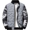 image:imageCHARTOU Mens Winter Thicken Zip Up Windproof Quilted Coat Bomber Jacket OvercoatGrey