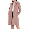 image:imageCHARTOU Slim Wool Coat for Women Trenchcoat Peacoat Woolen Trench Coat Long Winter Coat Single Breasted OvercoatPink