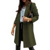 image:imageCHARTOU Women Casual 1 Button Mid Long Wool Trench Coat Jacket Peacoat Notched Lapel Pea Coat Winter OvercoatArmy Green