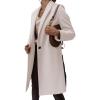 image:imageCHARTOU Women Casual 1 Button Mid Long Wool Trench Coat Jacket Peacoat Notched Lapel Pea Coat Winter OvercoatBeige
