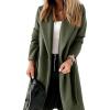 image:imageCHARTOU Women Casual Long Trench Coat Open Front Wool Coat Winter Jacket Peacoat Lapel Collar Overcoat with BeltArmy Green