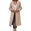 image:imageCHARTOU Women Elegant Lapel Tweed Pea Coats Trench Long Wool Double Breasted Casual Office Overcoat WinterApricot