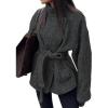 image:imageCHARTOU Women Elegant Wool Pea Coat Fall Winter Lapel Collared Warm Trench Overcoat with BeltDark Grey