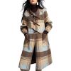 image:imageCHARTOU Women Fall Winter Wool Long Pea Coat Vintage Plaid Lapel Doll Collar Button down Midi Trench OvercoatCamel