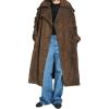 image:imageCHARTOU Women Faux Suede Long Winter Coats Oversized Lapel Collar Button Down Jacket Overcoat with BeltBrown