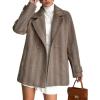 image:imageCHARTOU Women Herringbone Wool Coat Notch Lapel Double Breasted Midi Overcoat Dressy Winter Trench Pea CoatBrown
