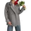 image:imageCHARTOU Women Herringbone Wool Coat Notch Lapel Double Breasted Midi Overcoat Dressy Winter Trench Pea CoatGrey