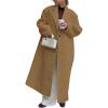 image:imageCHARTOU Women Long Winter Jacket Wool Pea Coat Barrel Sleeve Loose Duster Coat Trench OvercoatCamel