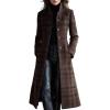 image:imageCHARTOU Women Long Wool Plaid Pea Coat Fall Winter Casual Single Breasted Midi Trench Overcoat OutwearKhaki