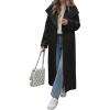 image:imageCHARTOU Women Long Wool Trench Pea Coats Winter Lapel Collar Open Front Overcoat with PocketsBlack