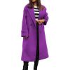 image:imageCHARTOU Women Loose Long Wool Coat Notched Lapel Peacoat Woolen Jacket Winter Warm Overcoat Pea Coat Trench CoatPurple