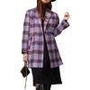 image:imageCHARTOU Women Plaid Long Winter Coats Wool Blend Loose Fit Dressy Lady Jacket Trench Coat OutwearPurple