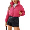 image:imageCHARTOU Women Short Cropped Puffer Jacket Parka Warm Quilted Bomber Jacket Coat Crop OvercoatRosy