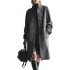 image:imageCHARTOU Women Suede Long Trench Coat Single Breast Faux Leather Peacoat Jacket Stand Collar Fall Winter TopsDark Grey