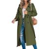 image:imageCHARTOU Women Trench Coat Mid Length Double Breasted Lightweight Jacket Windproof Long Duster Coat OvercoatArmy Green