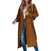 image:imageCHARTOU Women Trench Coat Mid Length Double Breasted Lightweight Jacket Windproof Long Duster Coat OvercoatDark Brown